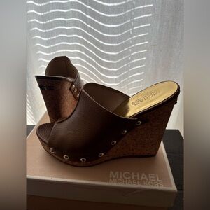 Michael Kors Dark Brown Wedge Mules